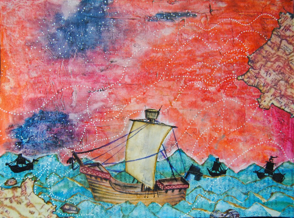 Ar Maured o kuitaat Iberia / The Moors driven away from the Peninsula. Artwork for the concept album Inês (medieval love story between Pedro King of Portugal and Inês de Castro)